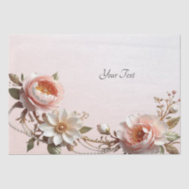 Sierpapier Roze en Witte Bloemen Tissuepapier