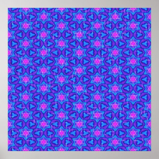 Sierpatroon in heet roze en helderblauw poster (Voorkant)