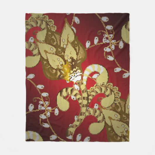 sierpatroon op rood, geel en b fleece deken (Voorkant)