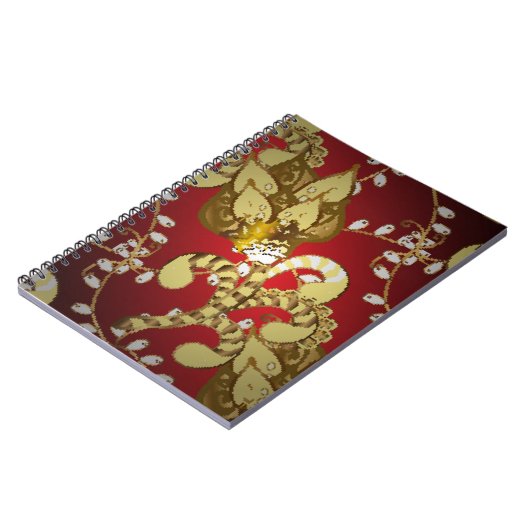  sierpatroon op rood, geel en b notitieboek (Linkerzijde)