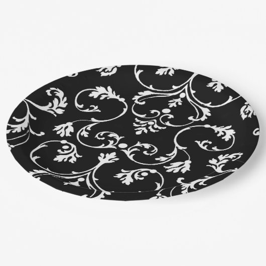 Sierpatroon zwart-wit papieren bordje (Gekanteld)