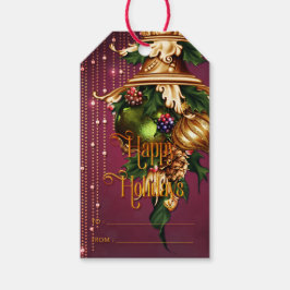  sierplanten en bessen Prettige feestdagen Cadeaulabel