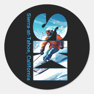 Sierra-at-tahoe Cool Skiing Vakantie Ski Outdoor S Ronde Sticker