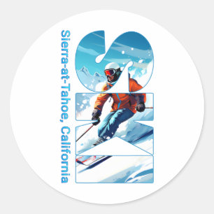 Sierra-at-tahoe Cool Skiing Vakantie Ski Outdoor S Ronde Sticker