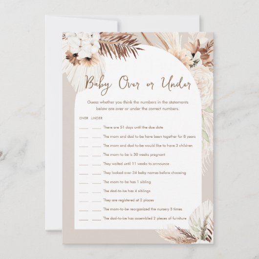 SIERRA Baby over of onder Baby shower spel Kaart (Voorkant)