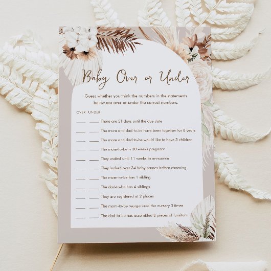 SIERRA Baby Over of Onder Baby Shower Spelkaart Kaart