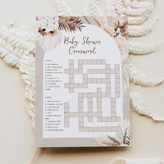 SIERRA Bohemian Baby shower Crossword Game Kaart