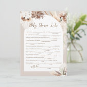 SIERRA Bohemian Baby shower Libs Game Kaart (Staand voorkant)