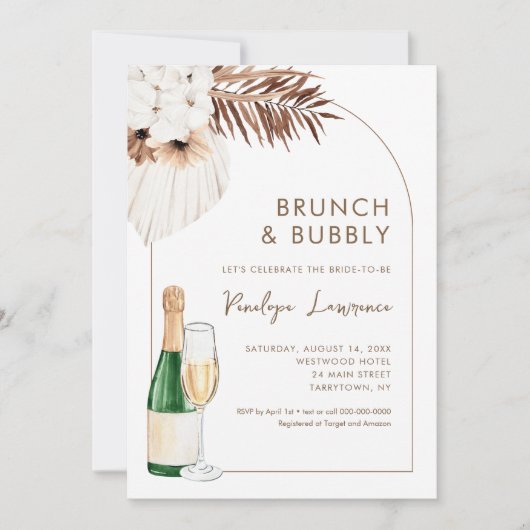 SIERRA Bohemian Brunch en Bubbly Vrijgezellenfeest Kaart (Voorkant)