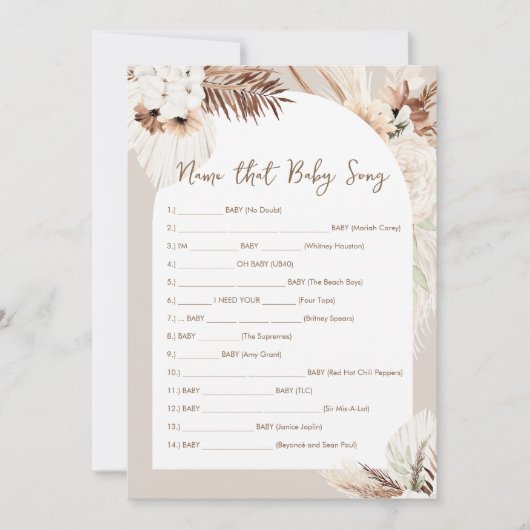 SIERRA Bohemian Naam Die Baby Song Game Kaart (Voorkant)