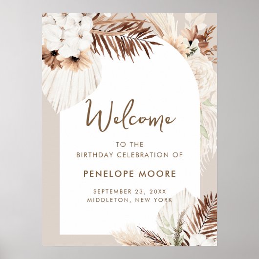 SIERRA Bohemian Verjaardag Welkom Poster Teken (Voorkant)