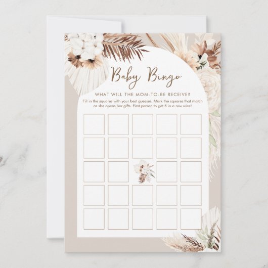 SIERRA Boho Baby shower Bingo Game Kaart (Voorkant)