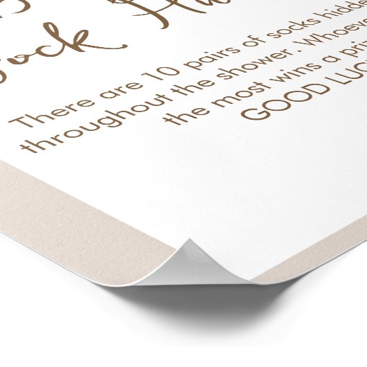 SIERRA Boho Baby Sock Hunt Baby shower Game Sign Poster (Hoek)