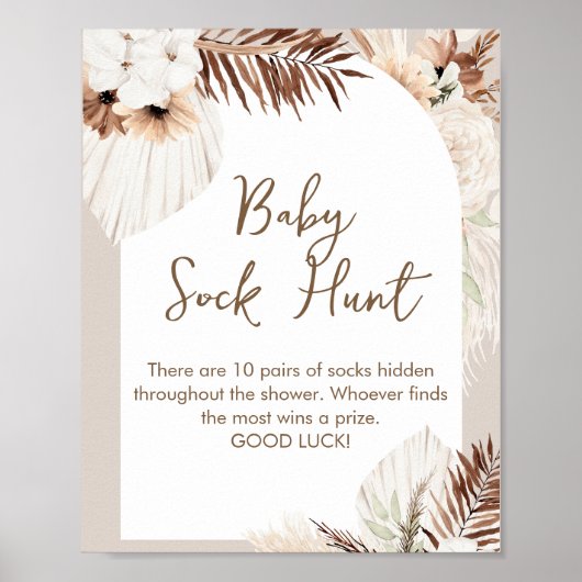 SIERRA Boho Baby Sock Hunt Baby shower Game Sign Poster (Voorkant)
