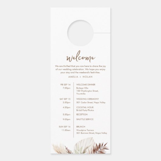 SIERRA Boho bruiloft niet storen, welkomstbrief Deurhanger (Achterkant)