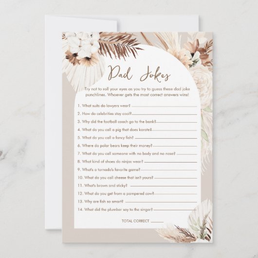 SIERRA Boho Dad Jokes Baby shower Game Kaart (Voorkant)