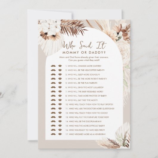 SIERRA Boho die zei het mama papa Baby spel Kaart (Voorkant)