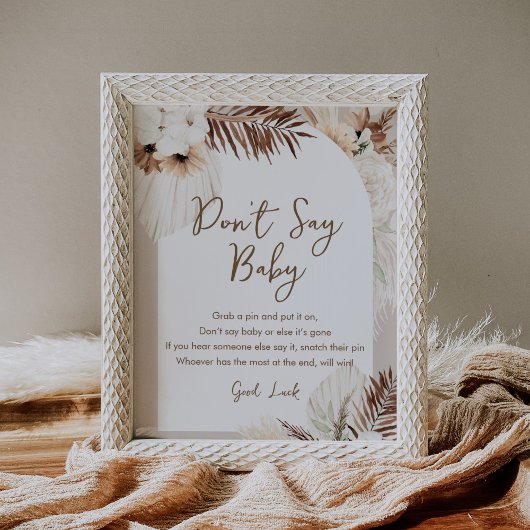 SIERRA Boho Don't Say Baby Game Sign Poster