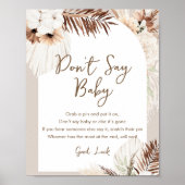 SIERRA Boho Don't Say Baby Game Sign Poster (Voorkant)