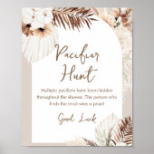 SIERRA Boho Fopspeen Hunt Baby shower Spel Sign Poster (Voorkant)