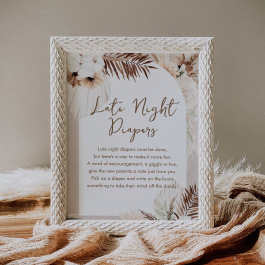SIERRA Boho Late Night Luiers Baby shower Teken Poster