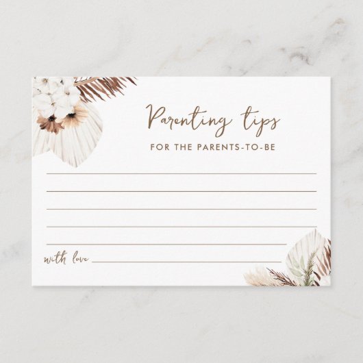 SIERRA Boho Ouderschap Tips Baby shower Advies Kaa Informatiekaartje (Voorkant)