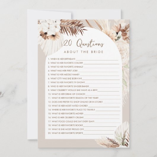 SIERRA Boho Twintig vragen over het bruidsspel Kaart (Voorkant)