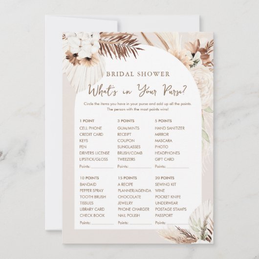 SIERRA Boho Wat zit er in je tas douche spel Kaart (Voorkant)