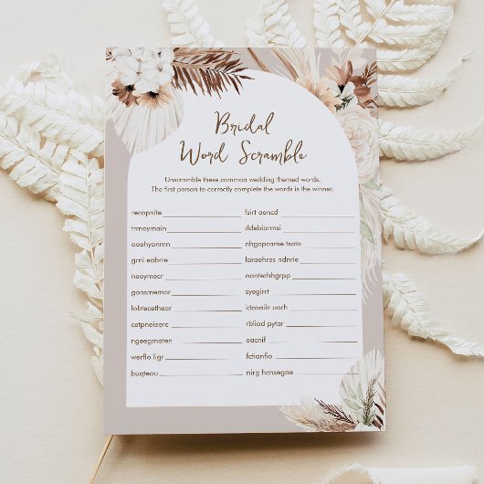 SIERRA Boho Word Scramble Vrijgezellenfeest Game K Kaart