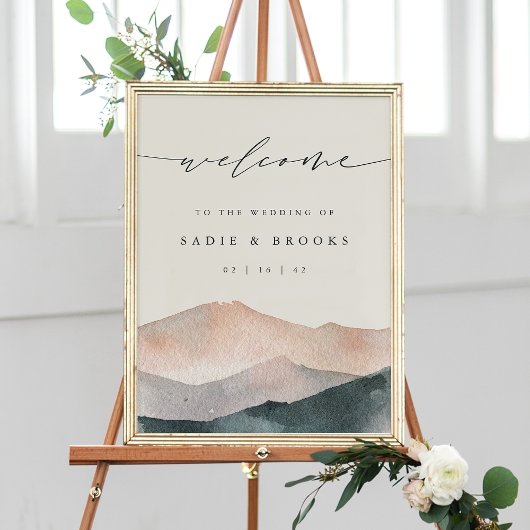 Sierra Dusk | Berg Bruiloft Welkom Bord Poster