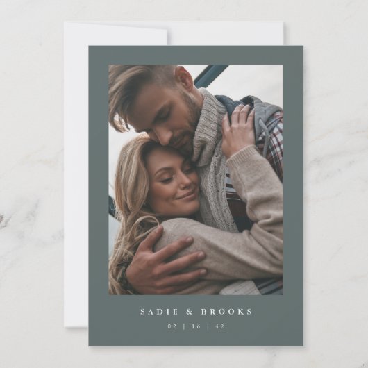 Sierra Dusk | Desert Blush & Slate Fotobruiloft Kaart (Achterkant)