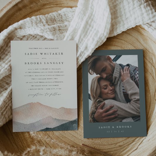 Sierra Dusk | Desert Blush & Slate Fotobruiloft Kaart