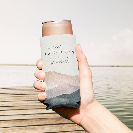 Sierra Dusk | Desert Mountain Sunset Wedding Favor Seltzer Blikjeskoeler