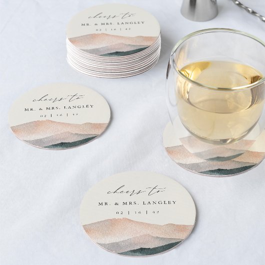 Sierra Dusk | Desert Mountain Sunset Wedding Ronde Kartonnen Onderzetter