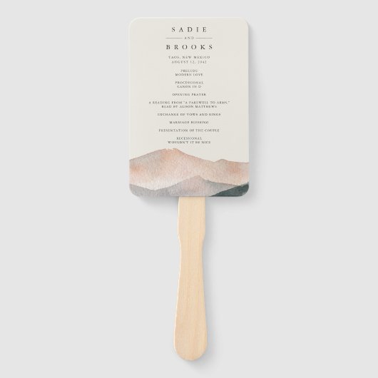 Sierra Dusk | Desert Mountain Wedding Program Handwaaier (Voorkant)