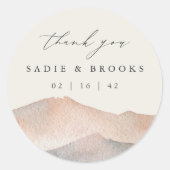 Sierra Dusk | Desert Mountain Wedding Thank You Ronde Sticker (Voorkant)