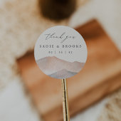 Sierra Dusk | Desert Mountain Wedding Thank You Ronde Sticker