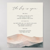 Sierra Dusk | Mountain Wedding Bar Menu Sign Poster (Voorkant)
