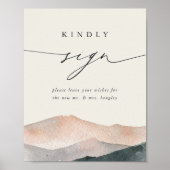 Sierra Dusk | Mountain Wedding Guestbook Sign Poster (Voorkant)