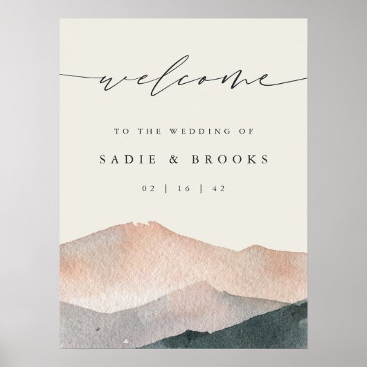 Sierra Dusk | Mountain Wedding Welcome Sign Poster (Voorkant)