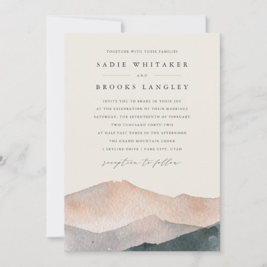 Sierra Dusk | Rustic Southwest Mountain Wedding Kaart (Voorkant)