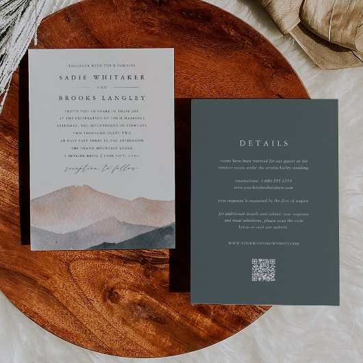 Sierra Dusk | Southwest Mountain Sunset Wedding Kaart