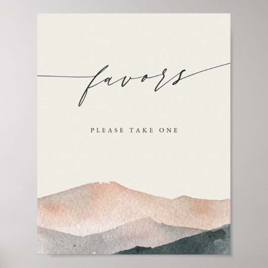 Sierra Dusk Waterverf Mountain Favors Sign Poster (Voorkant)