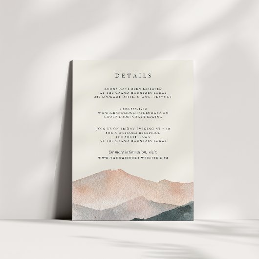 Sierra Dusk | Wedding Guest Details Enclosure Kaar Informatiekaartje