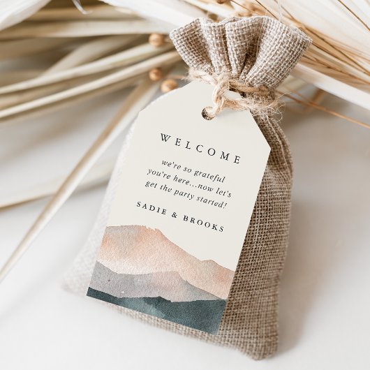 Sierra Dusk | Woestijn Berg Bruiloft Welkom Cadeaulabel