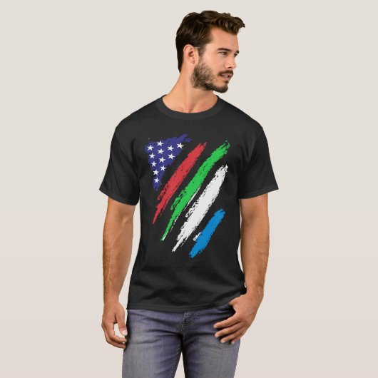 Sierra Leone American Grown Flag USA Patriot Herit T-shirt (Voorkant volledig)