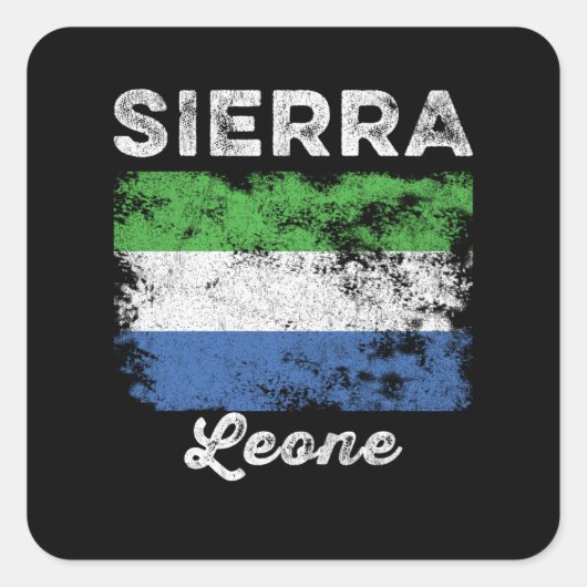 Sierra Leone Flag Distressed Vierkante Sticker (Voorkant)