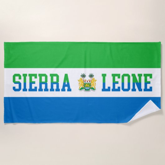 Sierra Leone Flag & Emblem Beach Towel Strandlaken (Voorkant)