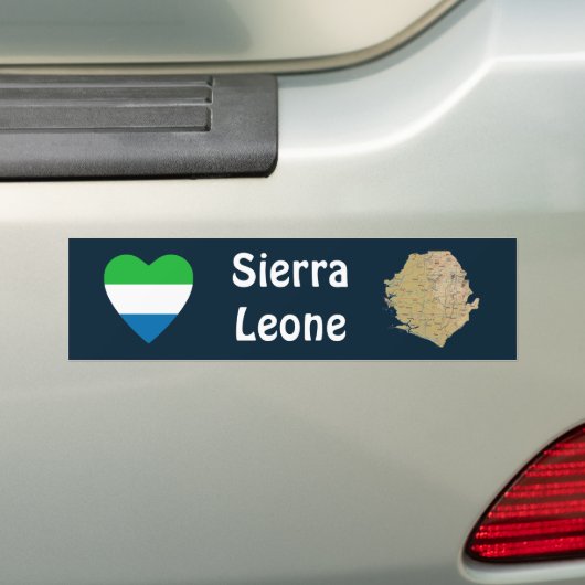 Sierra Leone Flag Heart + Map Bumpersticker (Op auto)