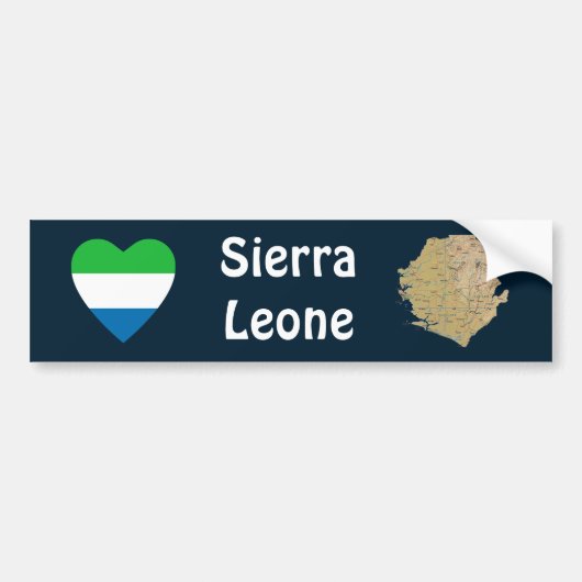 Sierra Leone Flag Heart + Map Bumpersticker (Voorkant)
